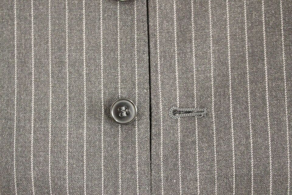 Gray Striped Wool Single Breasted Vest - X excelência