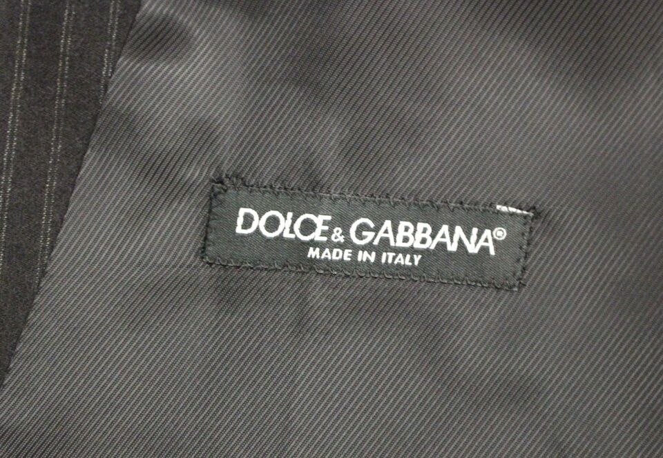 Black Striped Wool Single Breasted Vest - X excelência