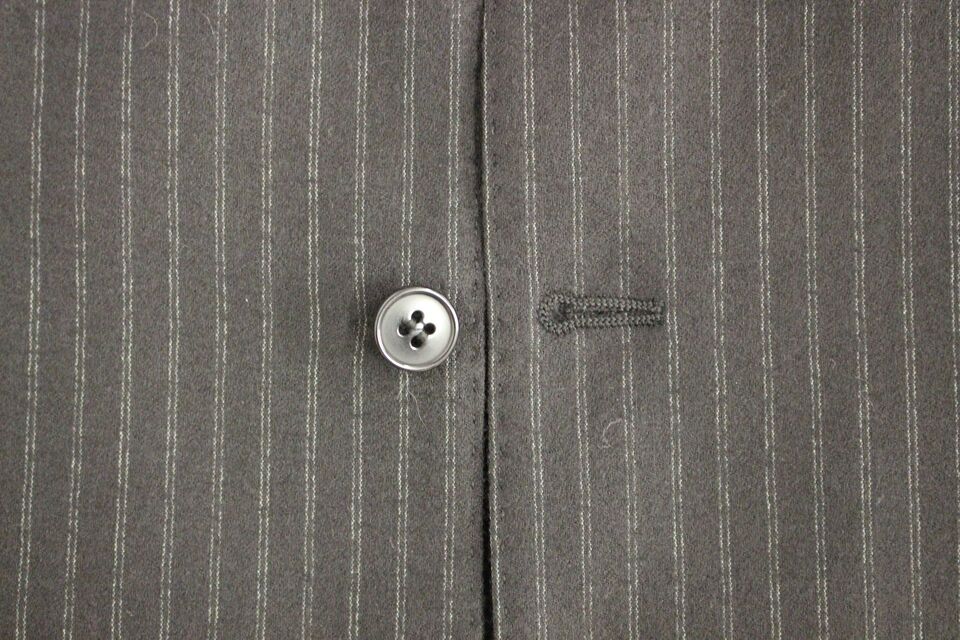 Black Striped Wool Single Breasted Vest - X excelência
