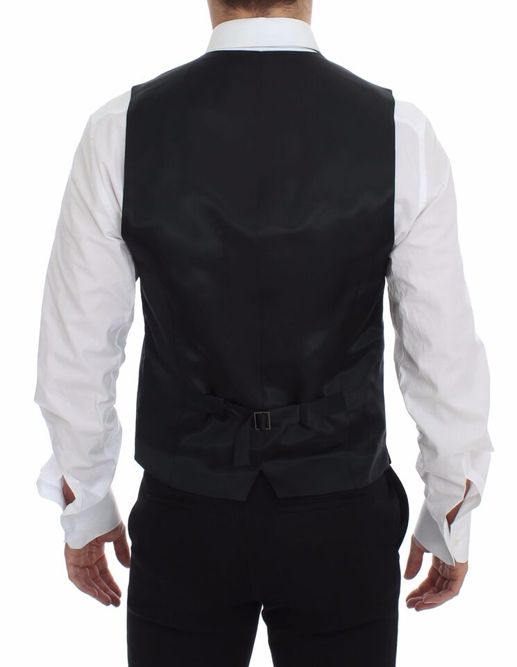 Gray Striped Wool Logo Vest Gilet Weste - X excelência