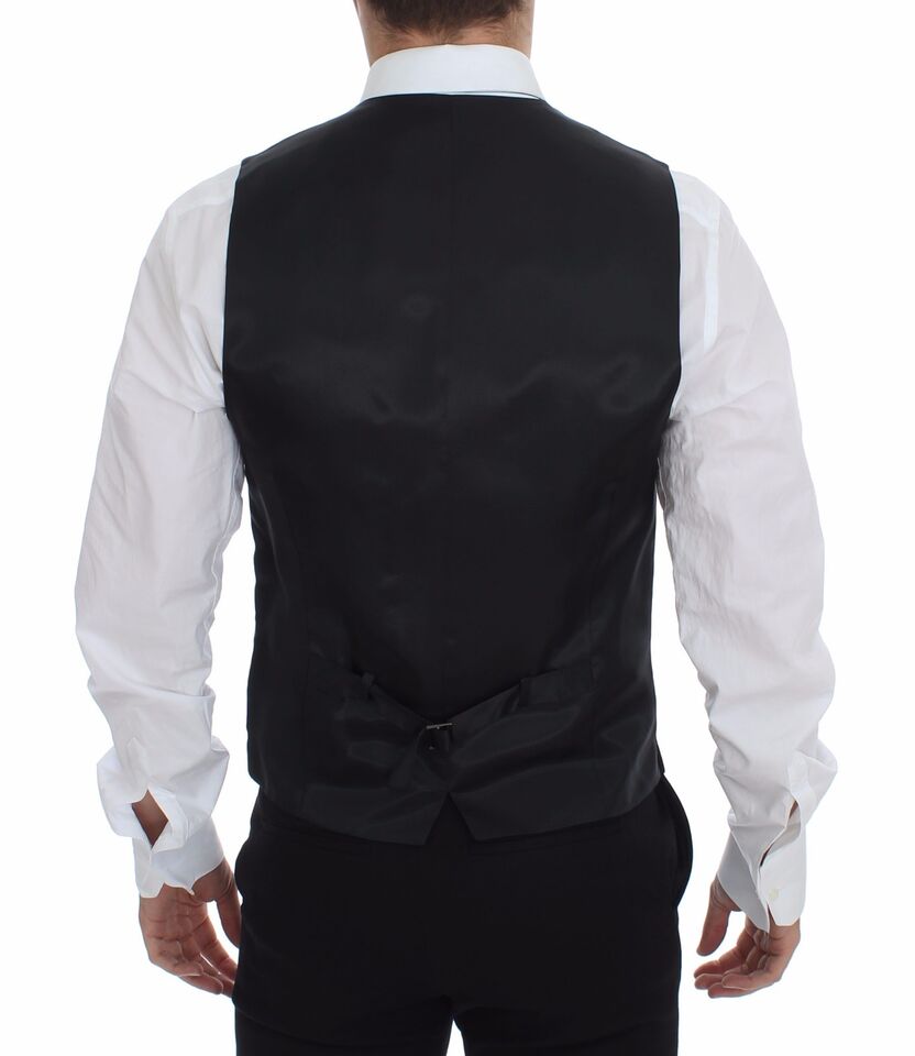 Gray Striped Wool Logo Vest Gilet Weste - X excelência