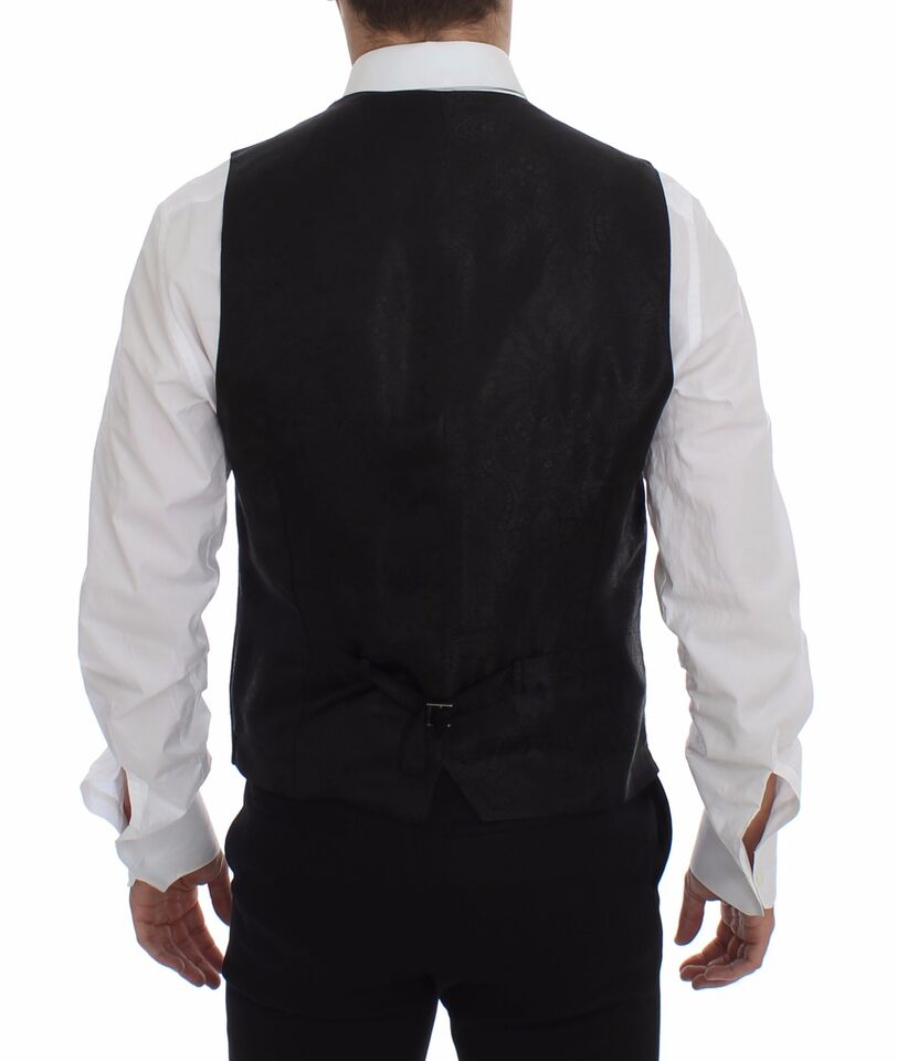 Black Striped Wool Logo Vest Gilet Weste - X excelência