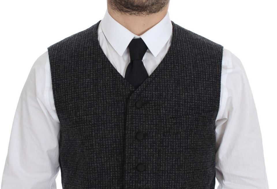 Gray Wool Blend Vest Gilet Weste - X excelência