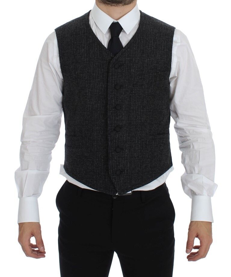 Gray Wool Blend Vest Gilet Weste - X excelência