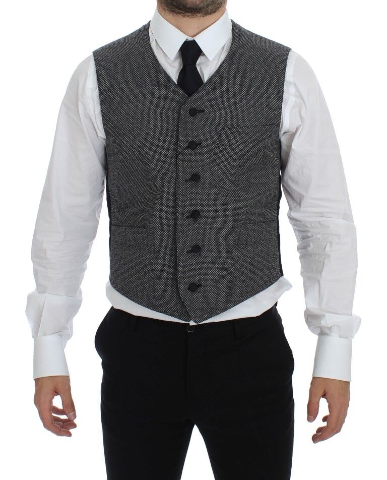 Gray Cotton Blend Logo Vest Gilet Weste - X excelência
