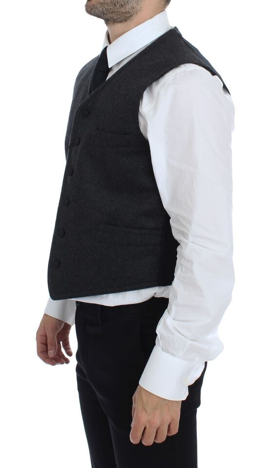 Gray Wool Blend Logo Vest Gilet Weste - X excelência