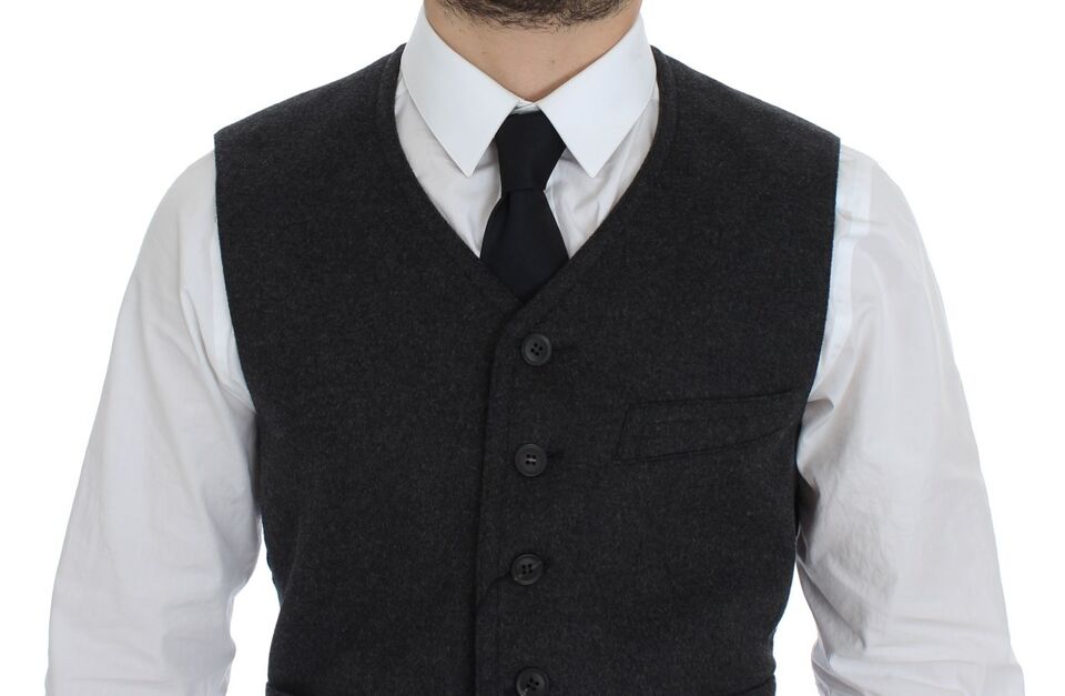 Gray Wool Blend Vest Gilet Weste - X excelência