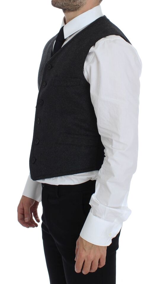 Gray Wool Blend Vest Gilet Weste - X excelência