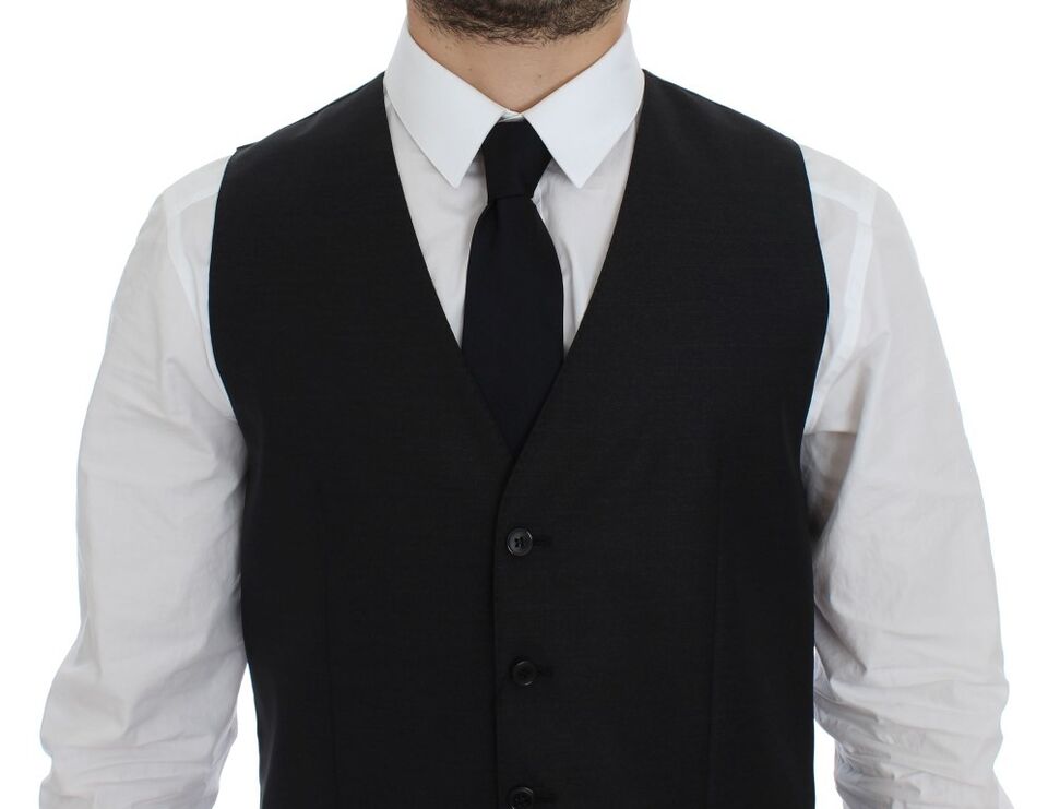 Gray Wool Silk Dress Vest Gilet Weste - X excelência