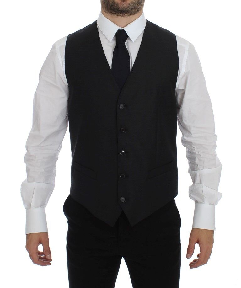 Gray Wool Silk Dress Vest Gilet Weste - X excelência