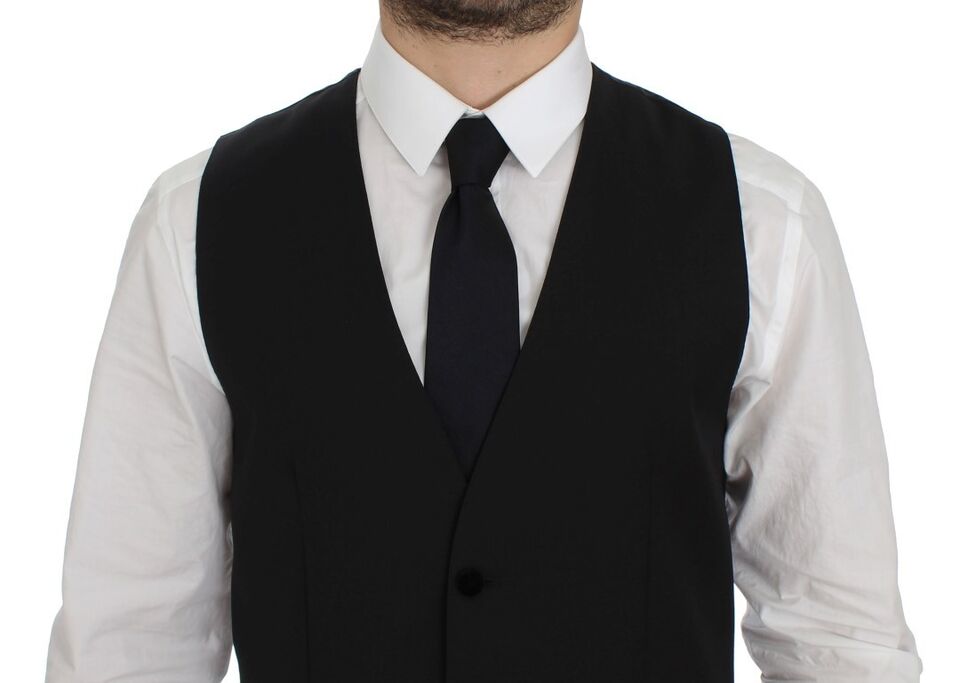 Black Wool Formal Dress Vest Gilet Weste - X excelência