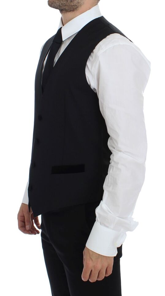 Black Wool Formal Dress Vest Gilet Weste - X excelência
