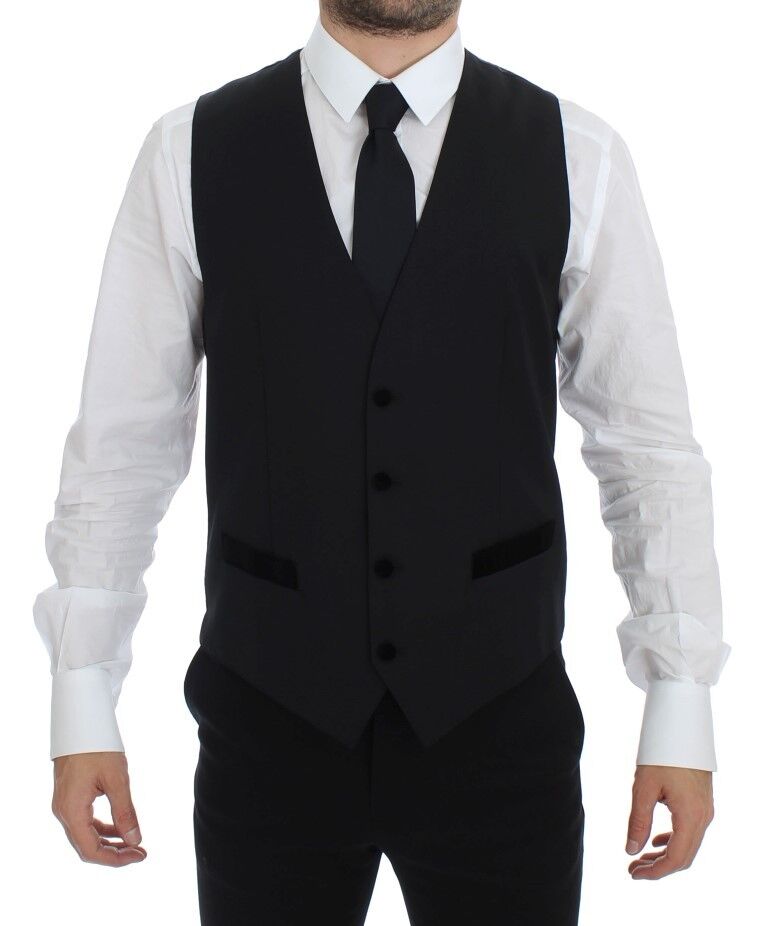 Black Wool Formal Dress Vest Gilet Weste - X excelência