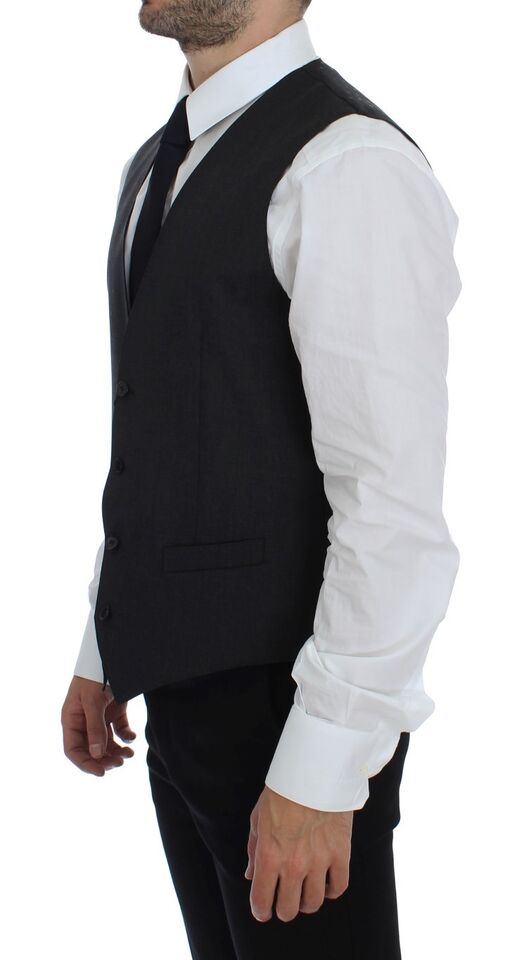 Gray Wool Formal Dress Vest Gilet Weste - X excelência