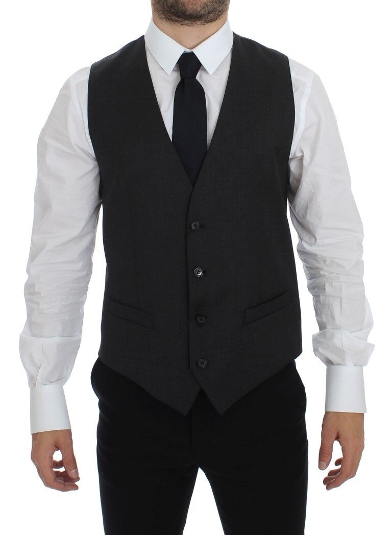 Gray Wool Formal Dress Vest Gilet Weste - X excelência