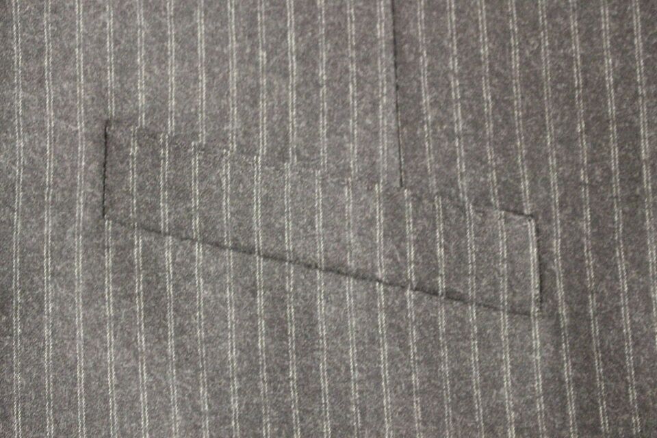 Gray Striped Wool Single Breasted Vest - X excelência