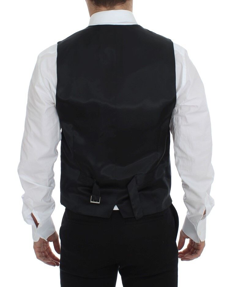 Gray Striped Wool Single Breasted Vest - X excelência