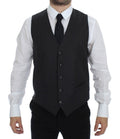 Gray Striped Wool Single Breasted Vest - X excelência