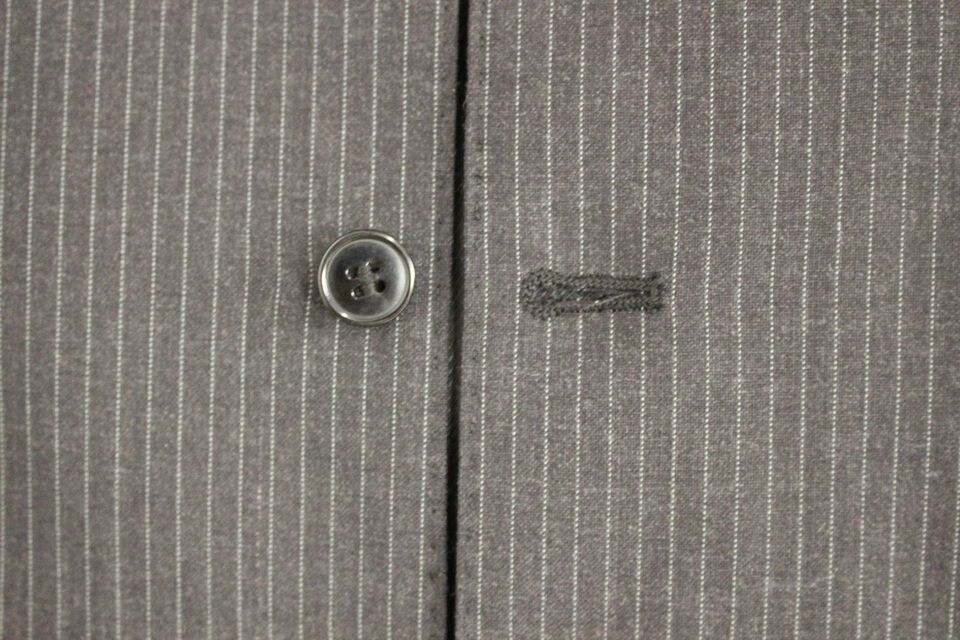 Gray Striped Wool Single Breasted Vest - X excelência