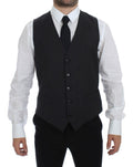 Gray Striped Wool Single Breasted Vest - X excelência