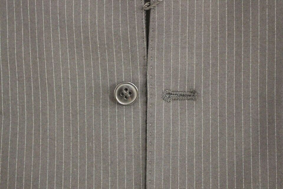 Black Striped Wool Single Breasted Vest - X excelência