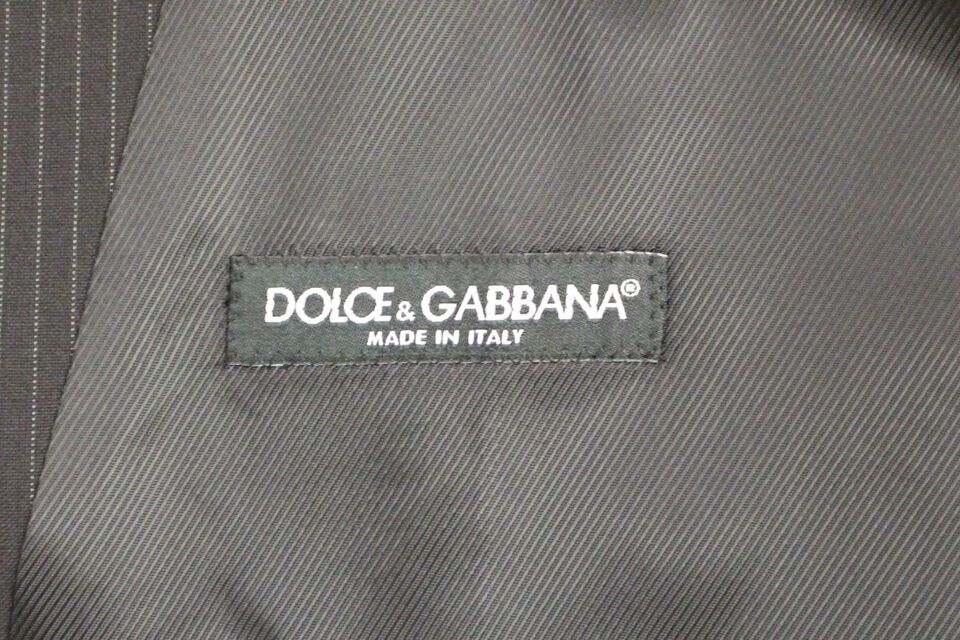 Black Striped Wool Single Breasted Vest - X excelência