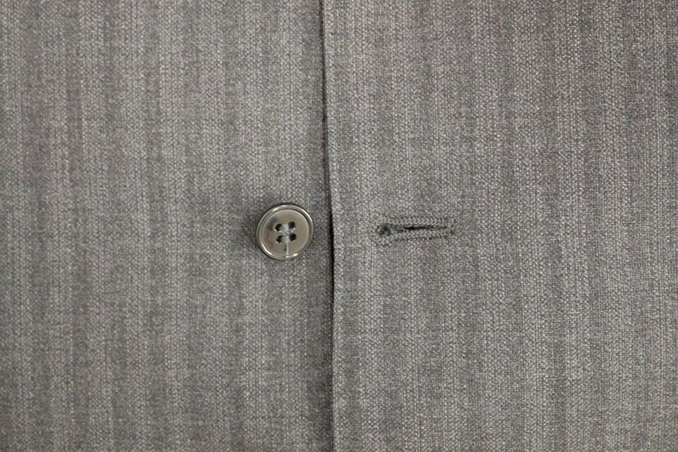 Gray Striped Wool Single Breasted Vest - X excelência