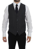 Gray Striped Wool Single Breasted Vest - X excelência