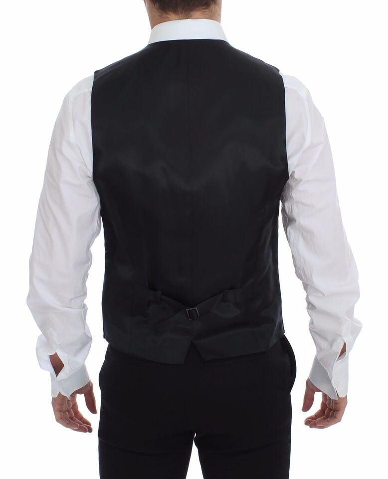 Gray Striped Wool Logo Vest Gilet Vests - X excelência