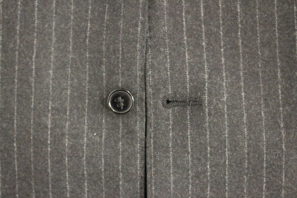 Gray Striped Wool Logo Vest Gilet Vests - X excelência