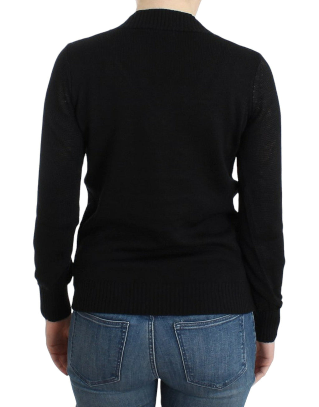 Black V-neck wool sweater - X excelência