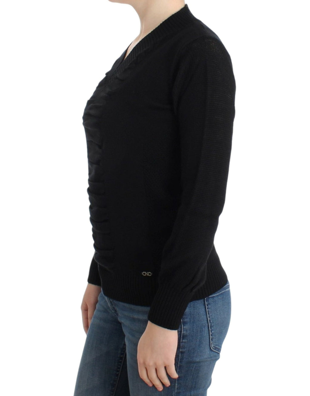 Black V-neck wool sweater - X excelência