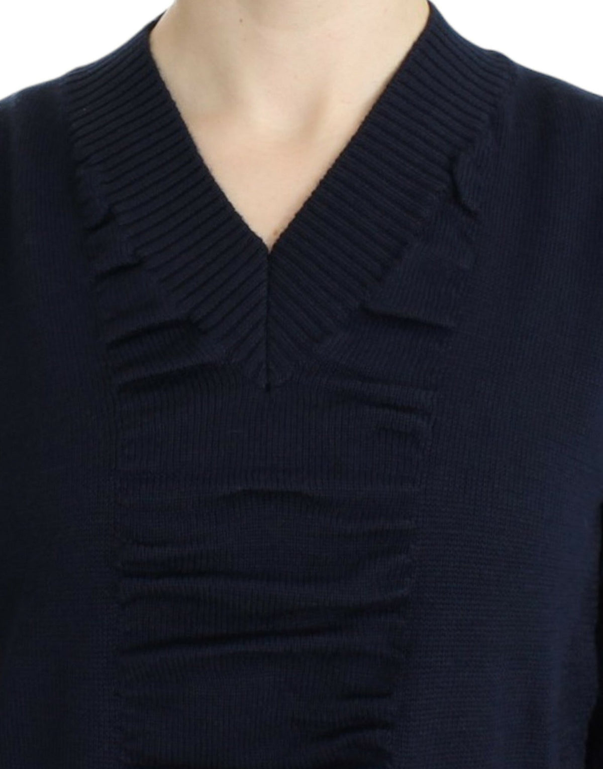 Dark blue V-neck wool sweater - X excelência