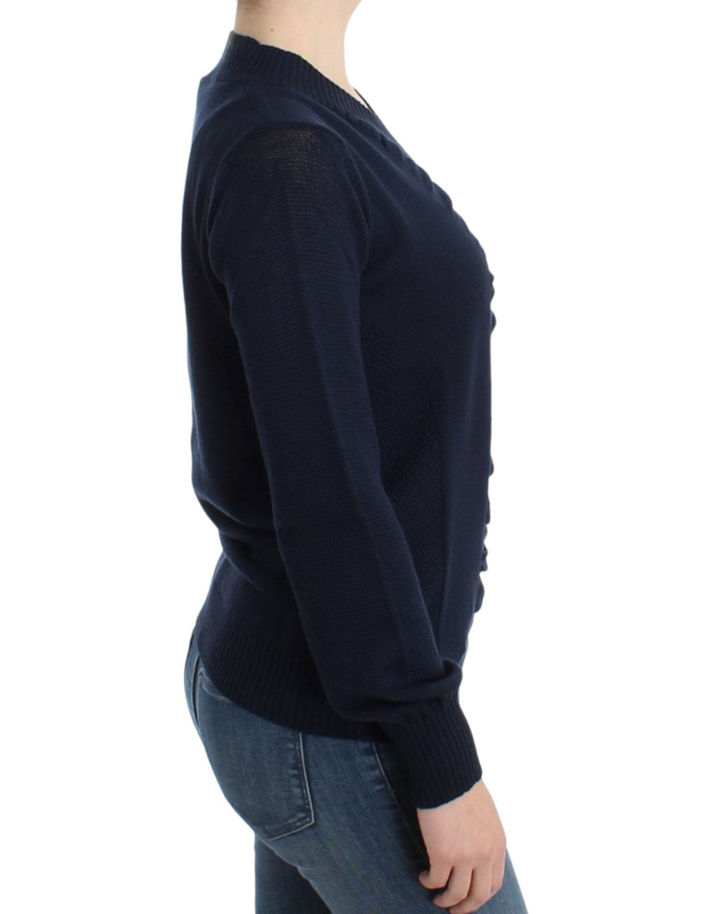 Dark blue V-neck wool sweater - X excelência