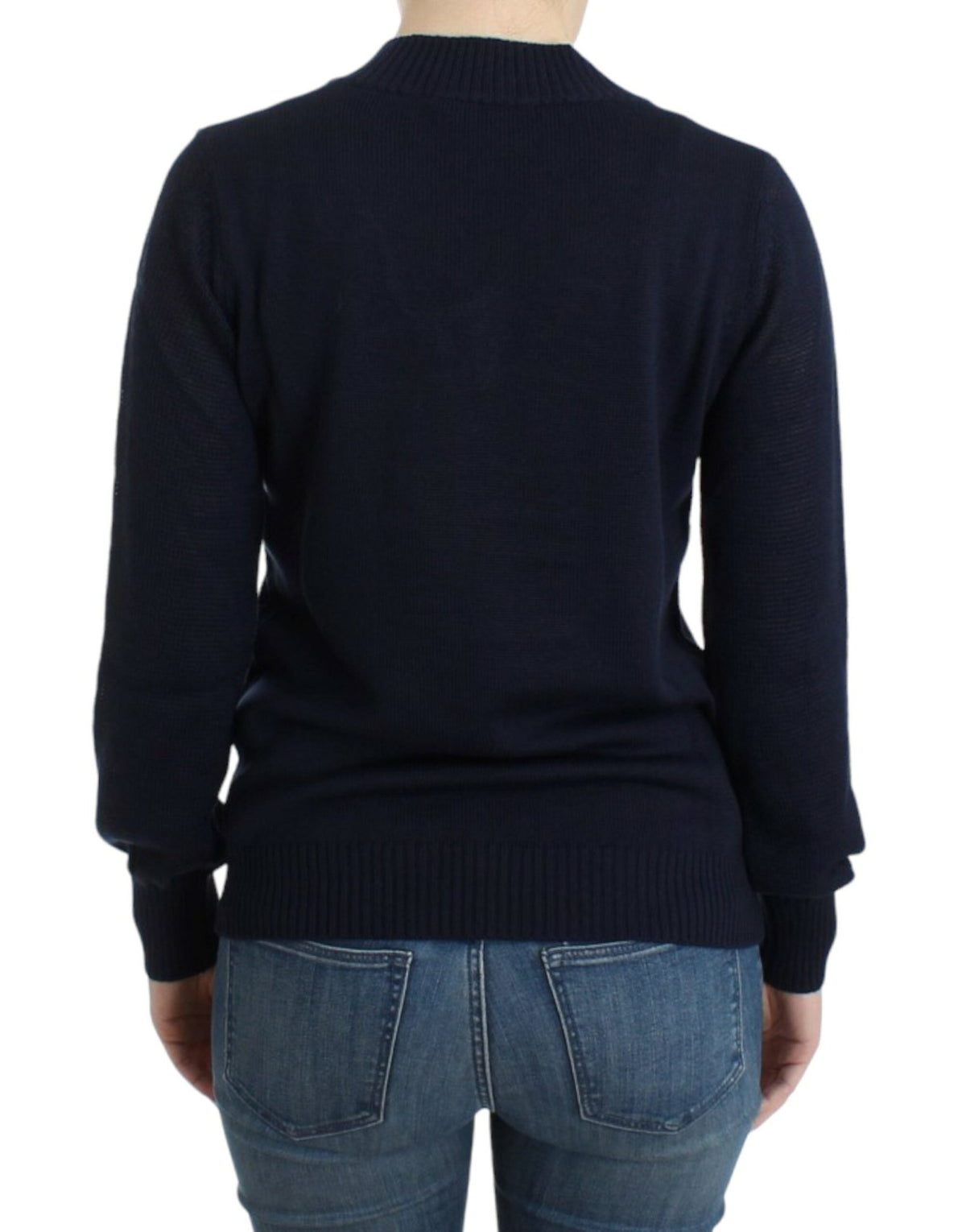 Dark blue V-neck wool sweater - X excelência