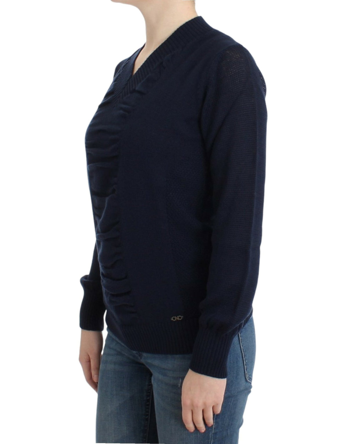 Dark blue V-neck wool sweater - X excelência