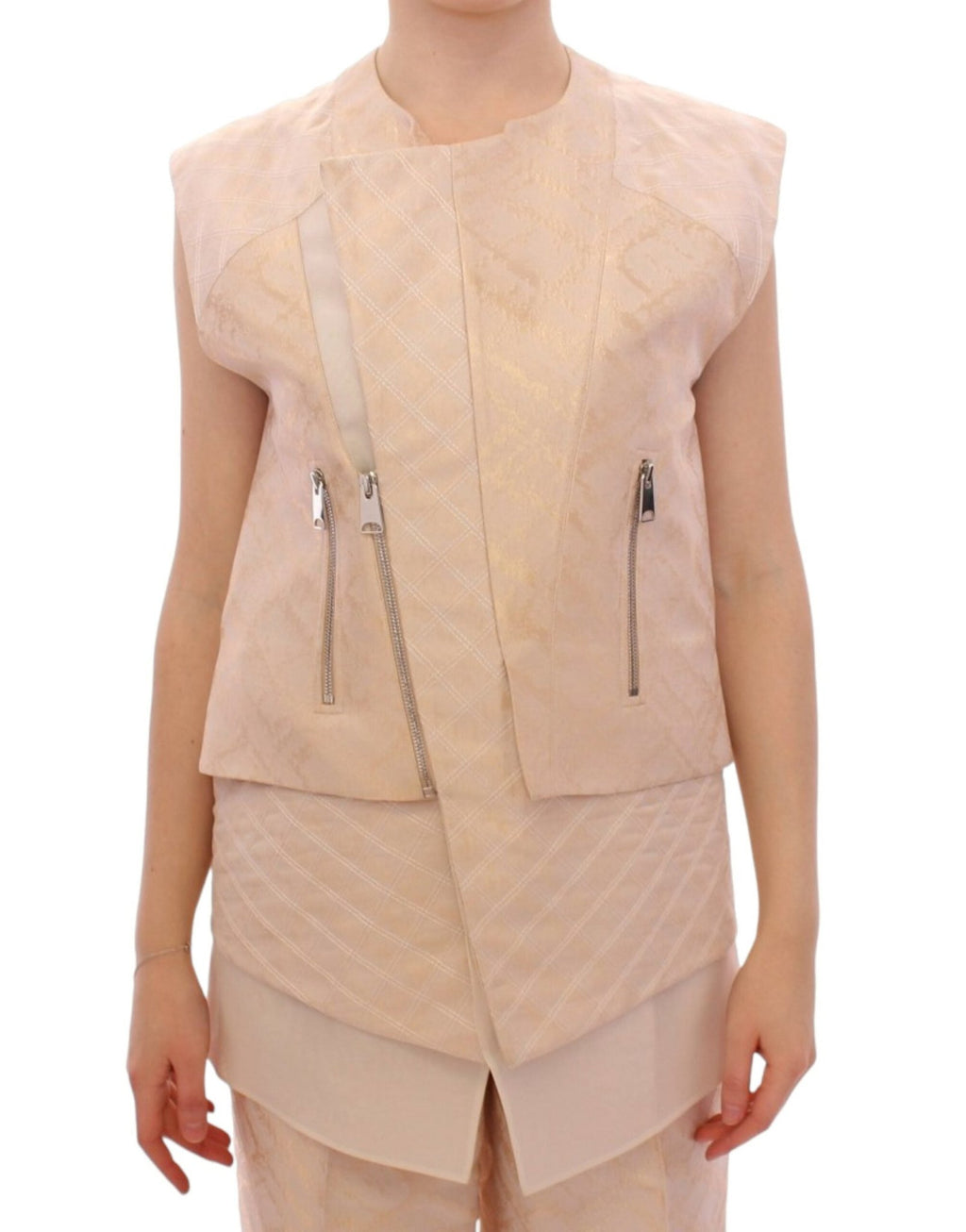 Beige brocade sleeveless jacket - X excelência