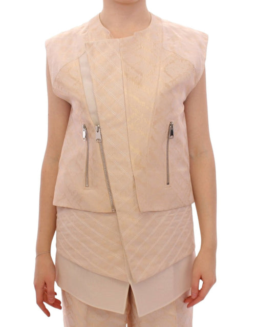 Beige brocade sleeveless jacket - X excelência