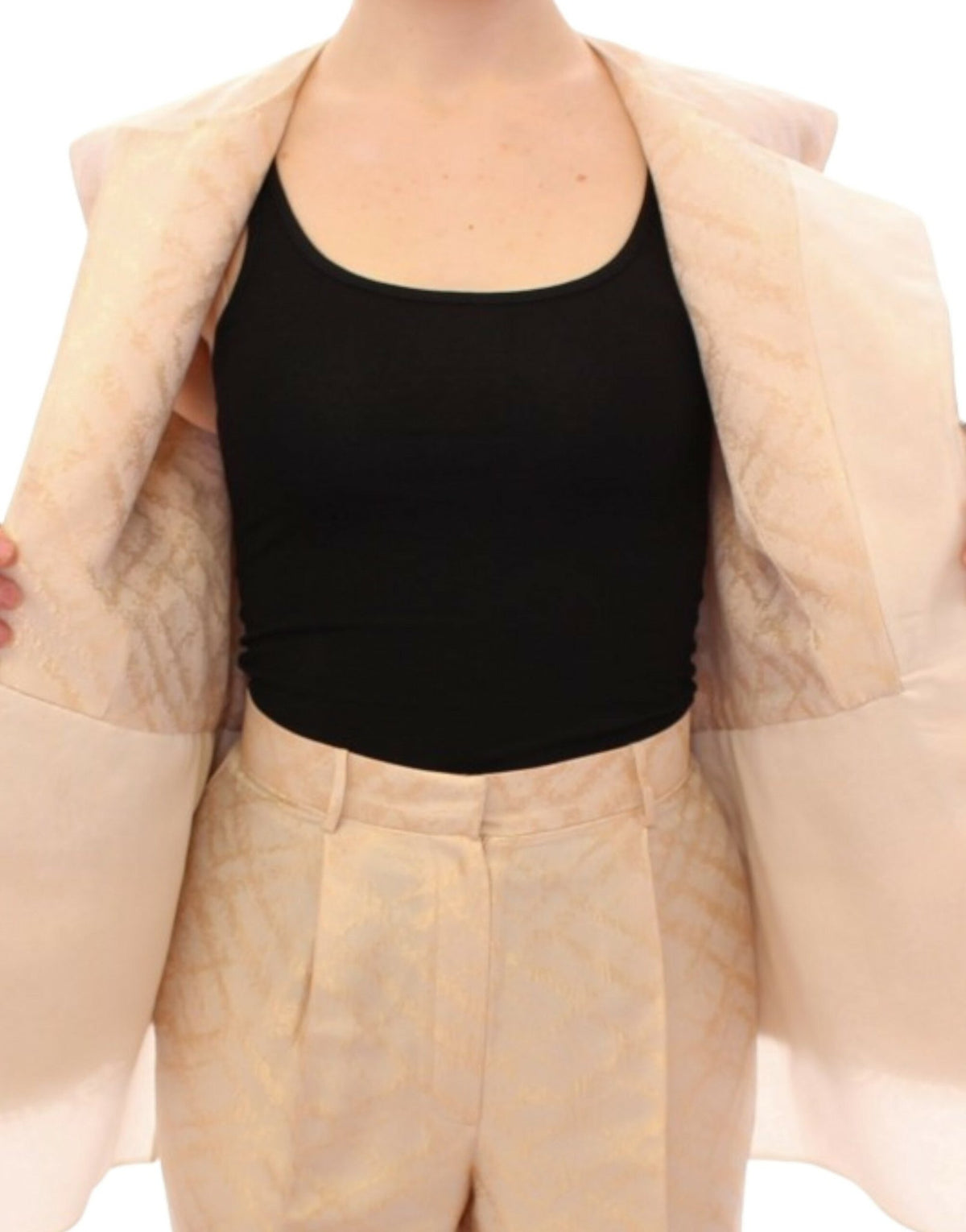 Beige brocade sleeveless jacket - X excelência
