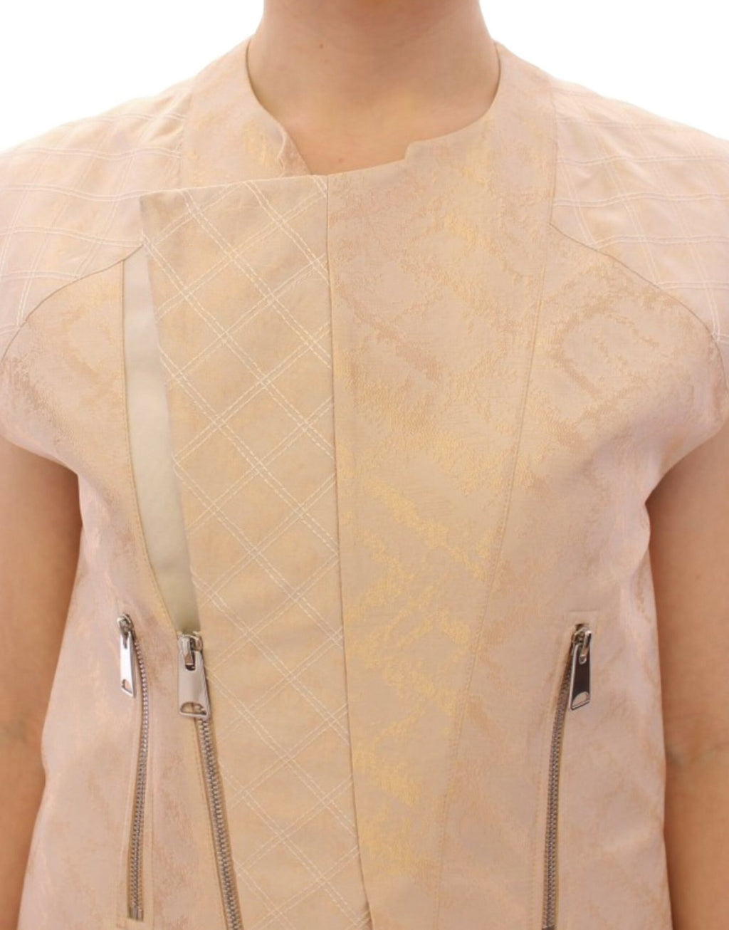 Beige brocade sleeveless jacket - X excelência