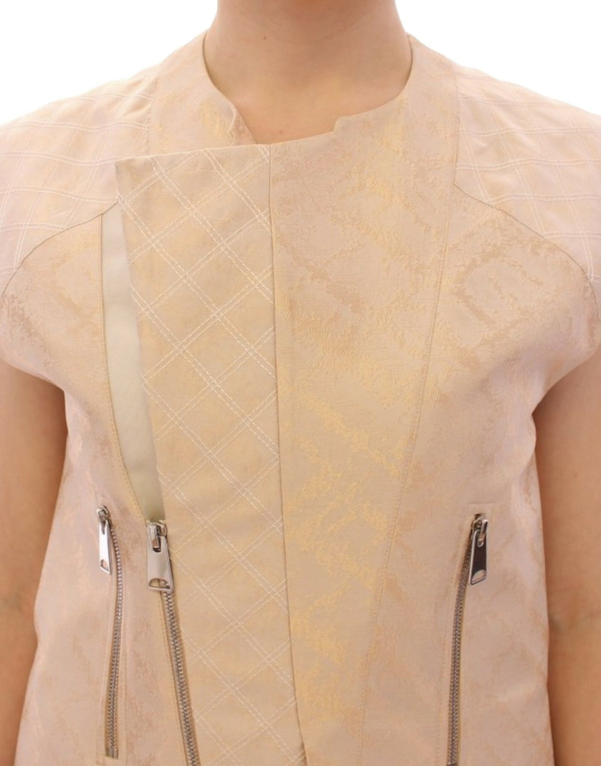 Beige brocade sleeveless jacket - X excelência