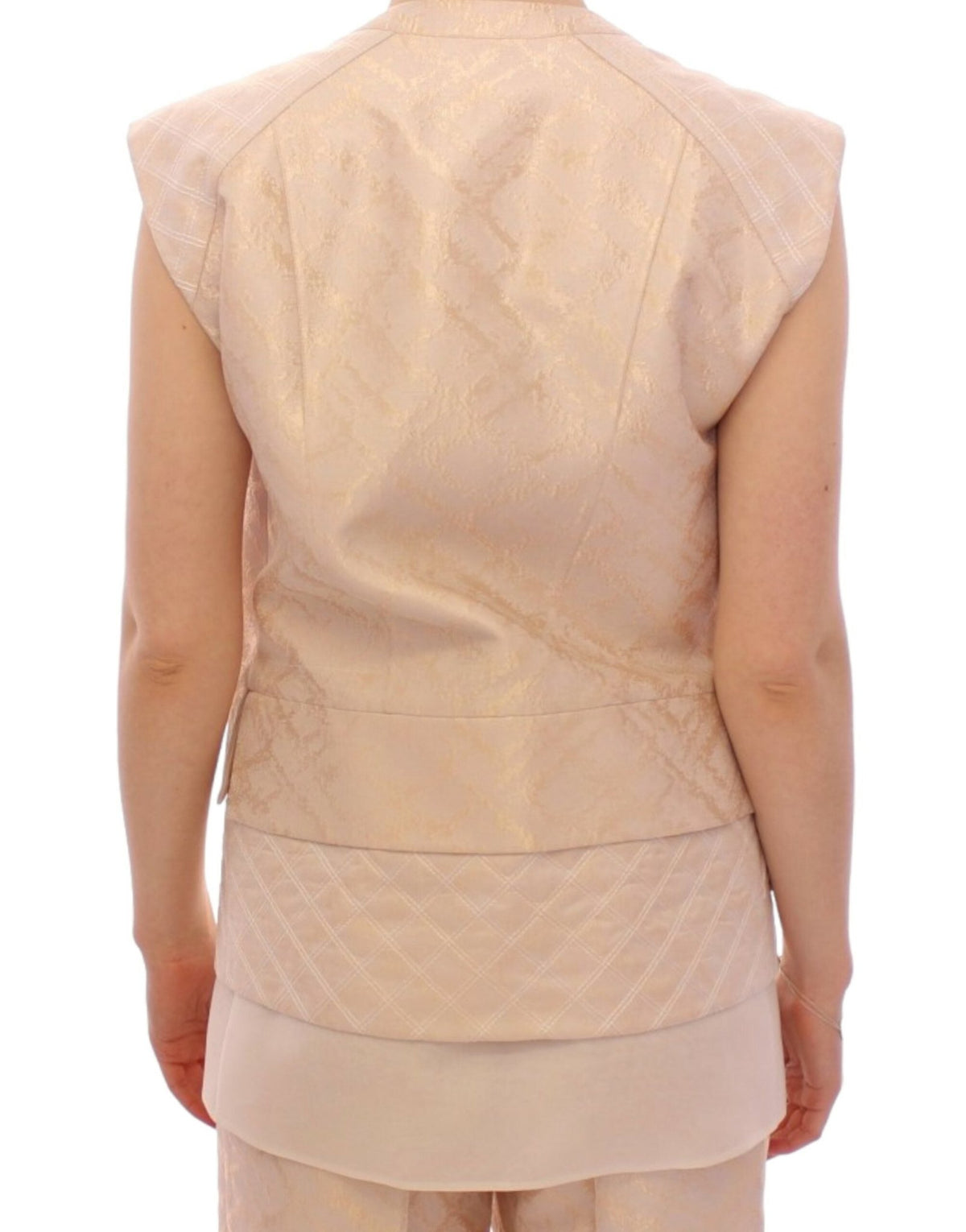 Beige brocade sleeveless jacket - X excelência