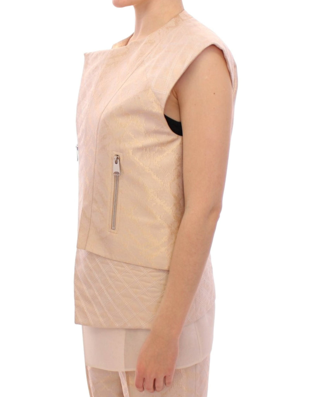 Beige brocade sleeveless jacket - X excelência