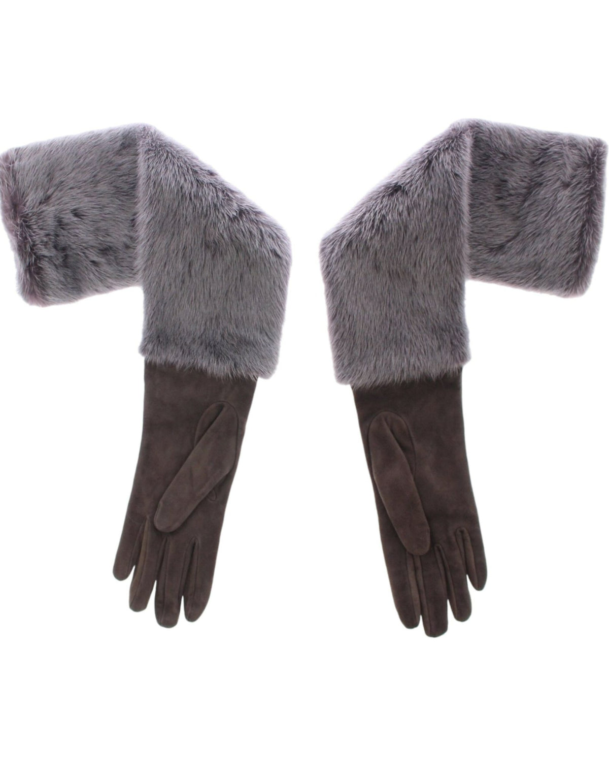 Gray Mink Fur Lambskin Suede Leather Gloves - X excelência