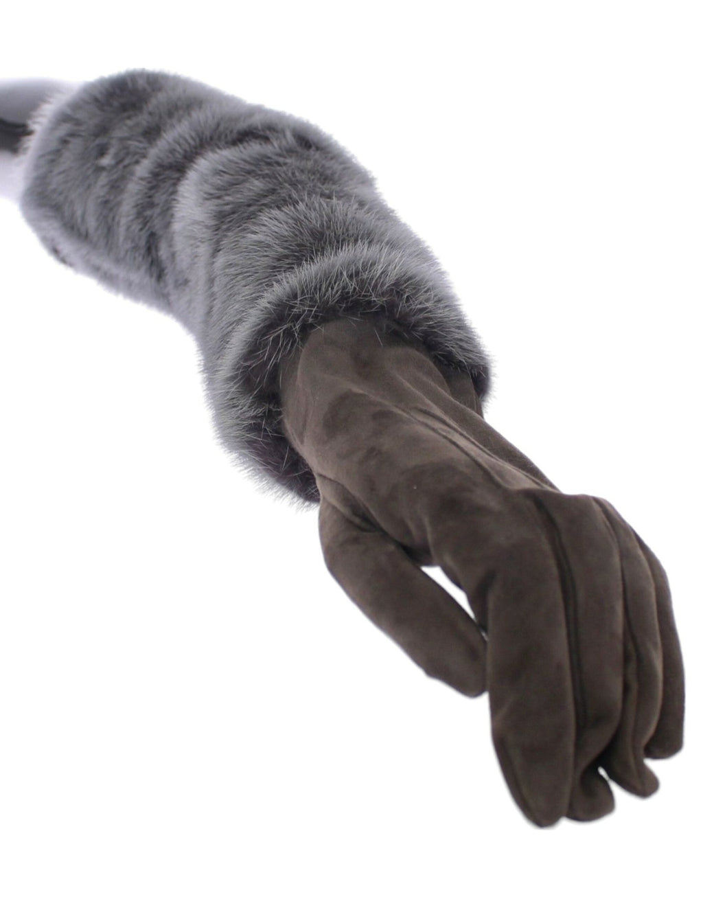 Gray Mink Fur Lambskin Suede Leather Gloves - X excelência