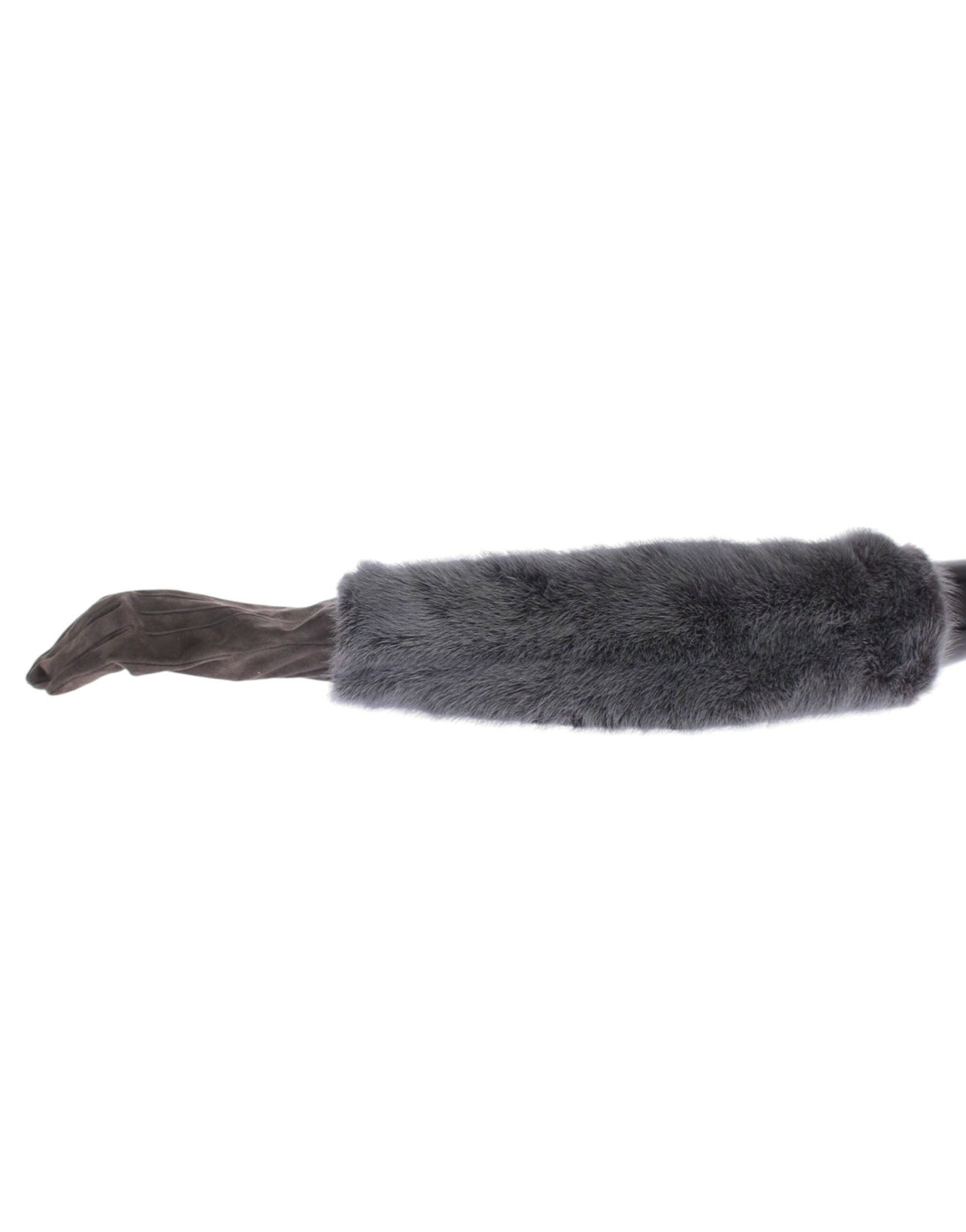 Gray Mink Fur Lambskin Suede Leather Gloves - X excelência