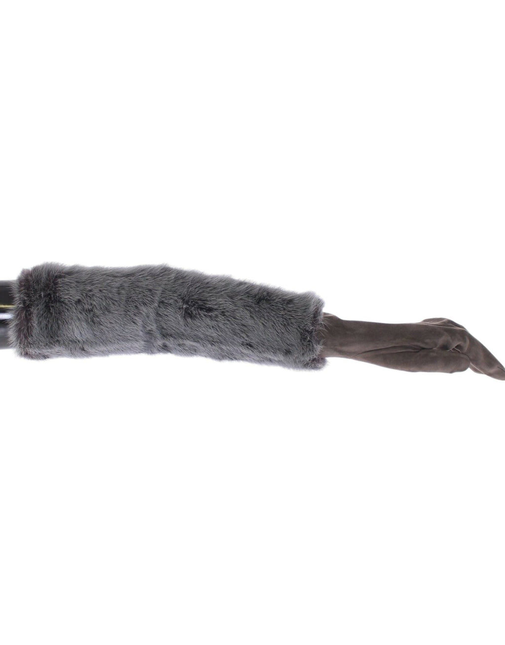Gray Mink Fur Lambskin Suede Leather Gloves - X excelência