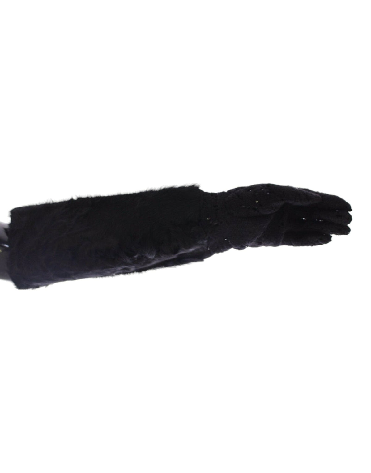 Black Lace Wool Lambskin Fur Elbow Gloves - X excelência