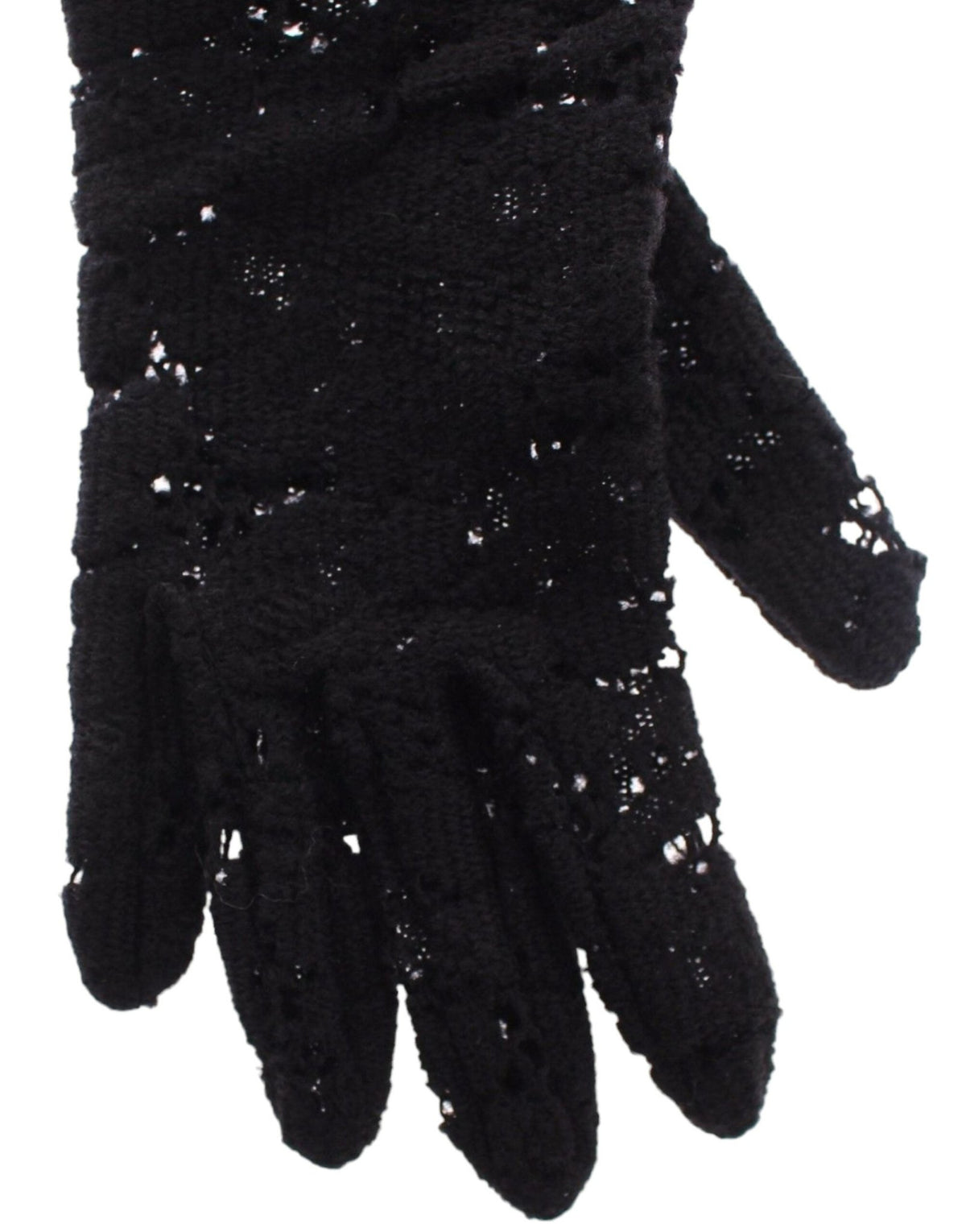 Black Lace Wool Lambskin Fur Elbow Gloves - X excelência