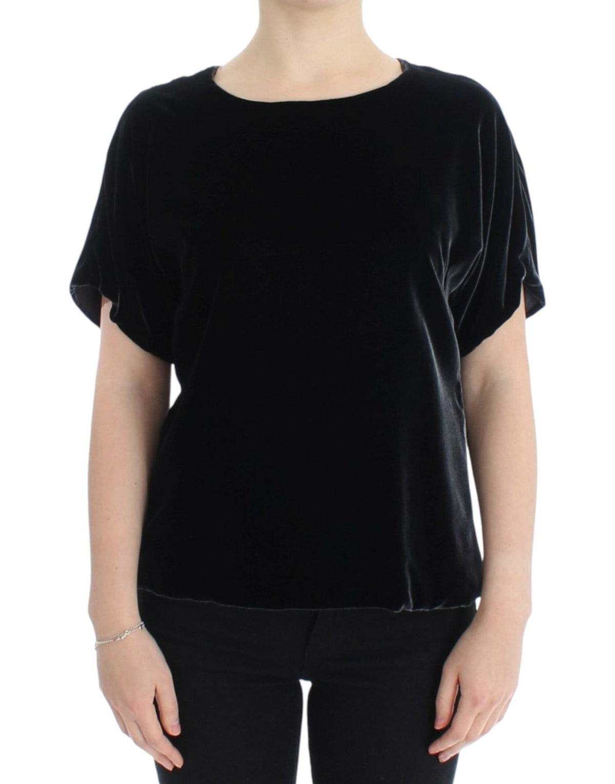 Black velvet shortsleeved blouse - X excelência